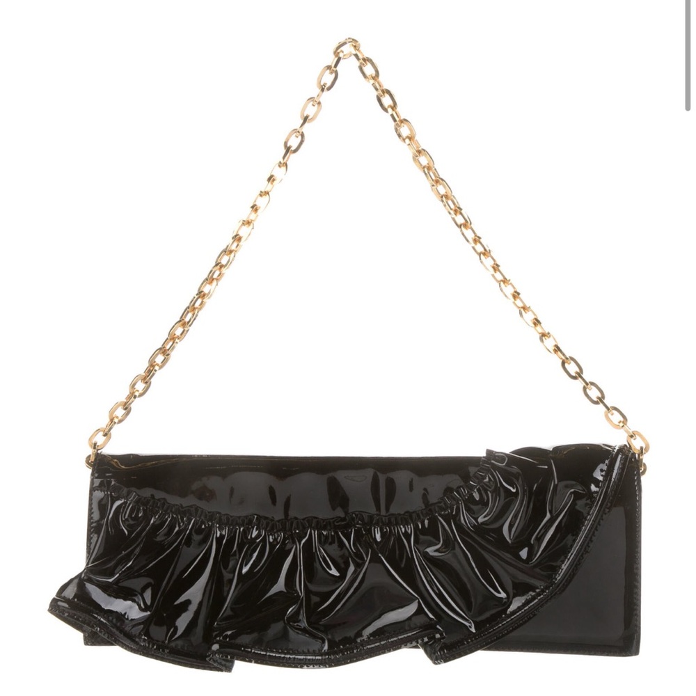 Valentino Vintage Patent Leather Ruffle Clutch